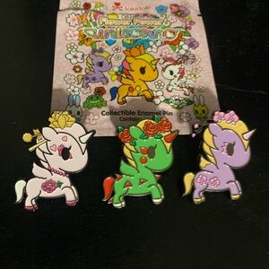 Tokidoki Unicorn Set of 3 Flower Enamel Pins
